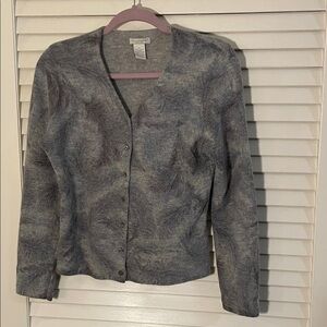 Deane & White Petite Elegant Heather Gray Pine Needle Design Cardigan